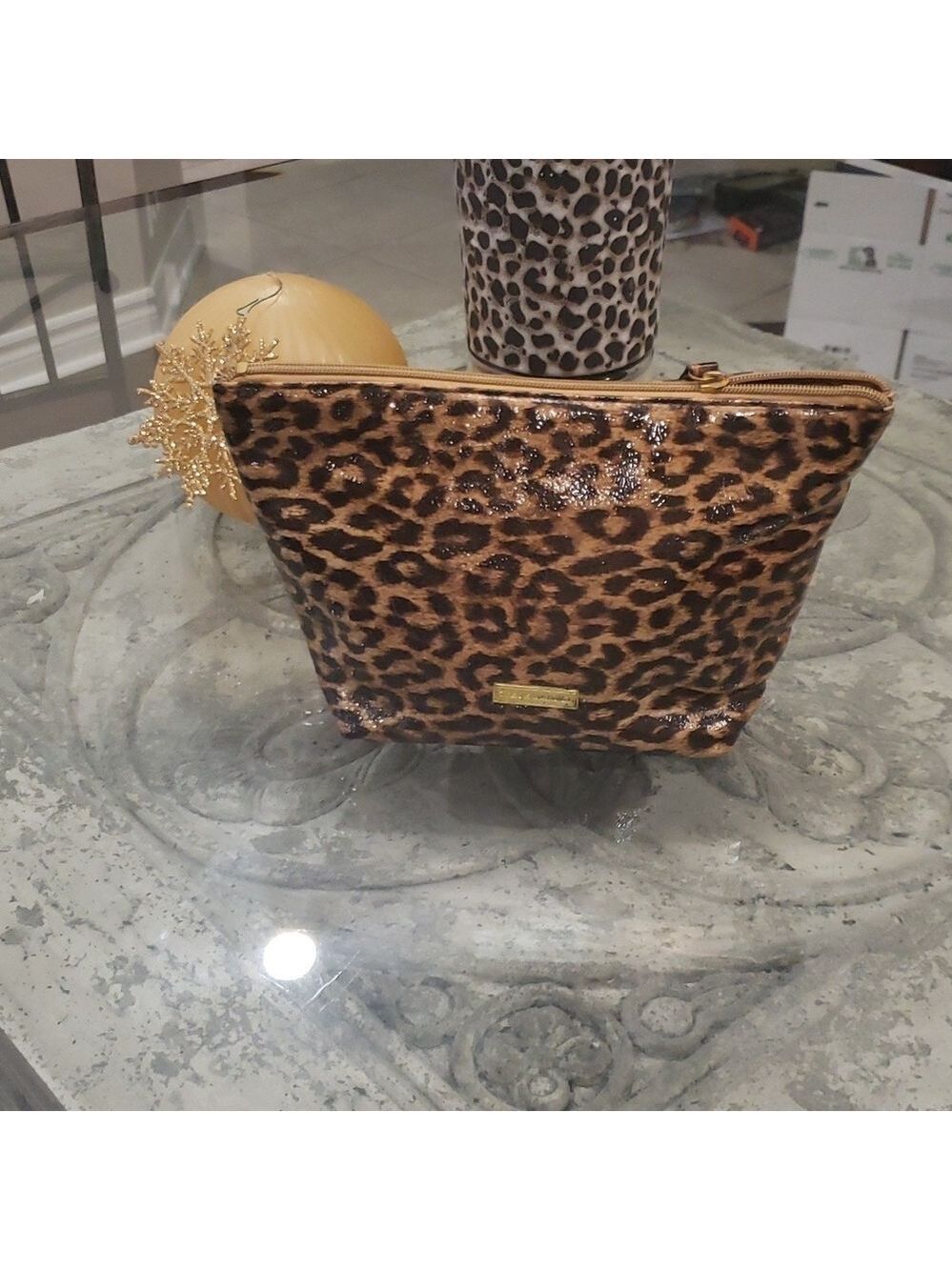 STEVE MADDEN WOMEN'S ANIMAL PRINT  STUDDED TOILETTERY BAG